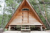 Micro A-frame Cabin Vacation Rental for Glamping - Tiny House Pins