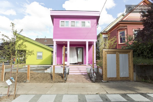 200 Sq. Ft. Pink Tiny Home in Portland, OR - Tiny House Pins